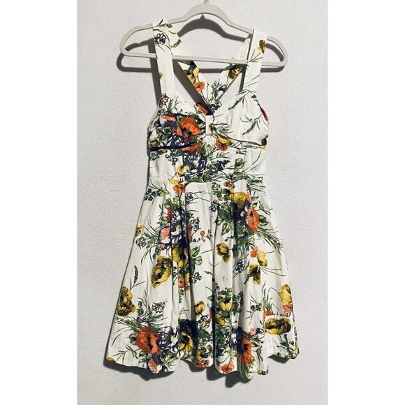 Miss Sixty Dress Womens Small Floral Halter Fit Flare Cotton Retro Pinup - Picture 1 of 5